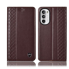 Funda de Cuero Cartera con Soporte Carcasa H11P para Motorola Moto Edge (2022) 5G Marron