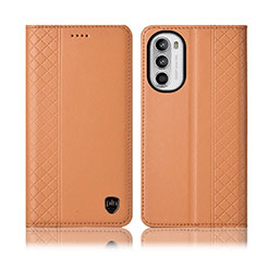 Funda de Cuero Cartera con Soporte Carcasa H11P para Motorola Moto Edge (2022) 5G Naranja