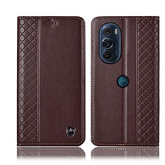 Funda de Cuero Cartera con Soporte Carcasa H11P para Motorola Moto Edge 30 Pro 5G Marron