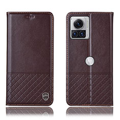 Funda de Cuero Cartera con Soporte Carcasa H11P para Motorola Moto Edge 30 Ultra 5G Marron