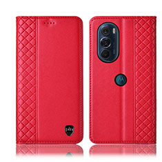 Funda de Cuero Cartera con Soporte Carcasa H11P para Motorola Moto Edge Plus (2022) 5G Rojo