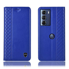 Funda de Cuero Cartera con Soporte Carcasa H11P para Motorola Moto Edge S30 5G Azul