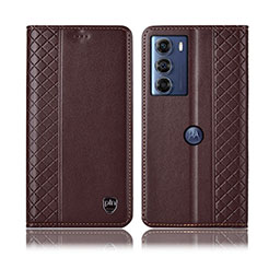 Funda de Cuero Cartera con Soporte Carcasa H11P para Motorola Moto Edge S30 5G Marron