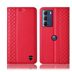 Funda de Cuero Cartera con Soporte Carcasa H11P para Motorola Moto G200 5G Rojo