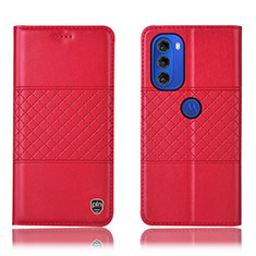 Funda de Cuero Cartera con Soporte Carcasa H11P para Motorola Moto G51 5G Rojo