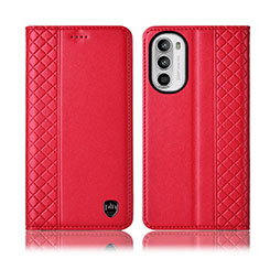 Funda de Cuero Cartera con Soporte Carcasa H11P para Motorola Moto G71s 5G Rojo