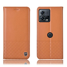 Funda de Cuero Cartera con Soporte Carcasa H11P para Motorola Moto S30 Pro 5G Naranja