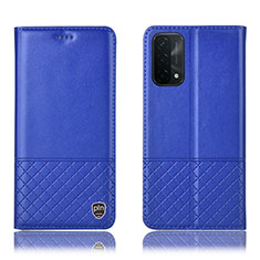 Funda de Cuero Cartera con Soporte Carcasa H11P para Oppo A74 5G Azul