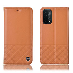 Funda de Cuero Cartera con Soporte Carcasa H11P para Oppo A93 5G Naranja