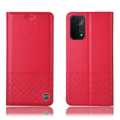 Funda de Cuero Cartera con Soporte Carcasa H11P para Oppo A93 5G Rojo