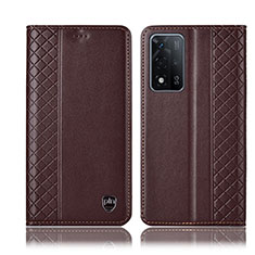 Funda de Cuero Cartera con Soporte Carcasa H11P para Oppo A93s 5G Marron