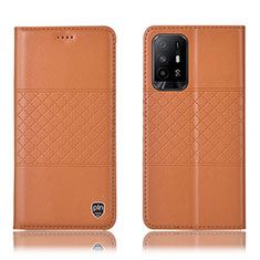 Funda de Cuero Cartera con Soporte Carcasa H11P para Oppo A95 5G Naranja