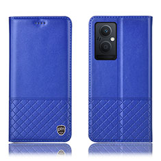 Funda de Cuero Cartera con Soporte Carcasa H11P para Oppo A96 5G Azul