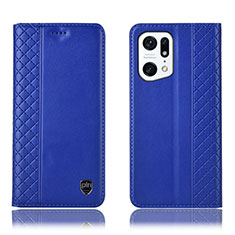 Funda de Cuero Cartera con Soporte Carcasa H11P para Oppo Find X5 5G Azul