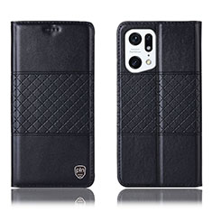 Funda de Cuero Cartera con Soporte Carcasa H11P para Oppo Find X5 Pro 5G Negro