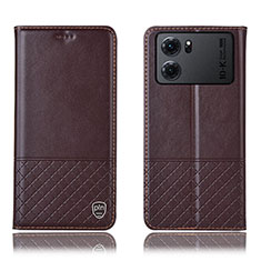 Funda de Cuero Cartera con Soporte Carcasa H11P para Oppo K10 5G Marron