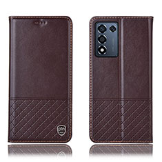 Funda de Cuero Cartera con Soporte Carcasa H11P para Oppo K9S 5G Marron