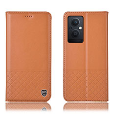 Funda de Cuero Cartera con Soporte Carcasa H11P para Oppo Reno7 Lite 5G Naranja