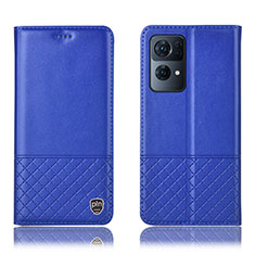 Funda de Cuero Cartera con Soporte Carcasa H11P para Oppo Reno7 Pro 5G Azul