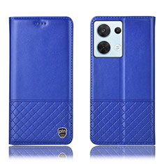 Funda de Cuero Cartera con Soporte Carcasa H11P para Oppo Reno8 5G Azul