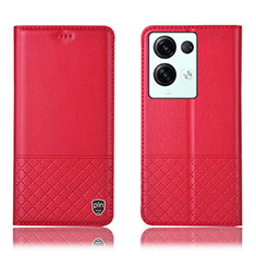 Funda de Cuero Cartera con Soporte Carcasa H11P para Oppo Reno8 Pro+ Plus 5G Rojo