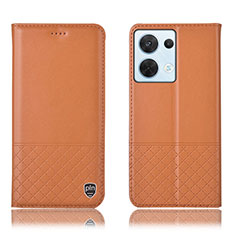 Funda de Cuero Cartera con Soporte Carcasa H11P para Oppo Reno9 Pro 5G Naranja