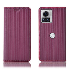 Funda de Cuero Cartera con Soporte Carcasa H15P para Motorola Moto Edge X30 Pro 5G Morado