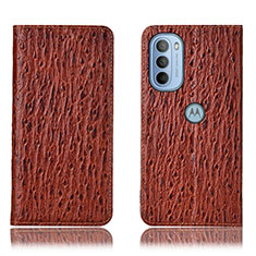 Funda de Cuero Cartera con Soporte Carcasa H15P para Motorola Moto G41 Marron