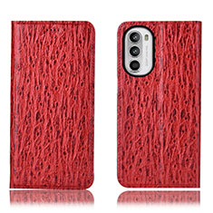 Funda de Cuero Cartera con Soporte Carcasa H15P para Motorola MOTO G52 Rojo