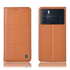 Funda de Cuero Cartera con Soporte Carcasa H15P para Oppo K9 Pro 5G Naranja