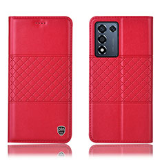 Funda de Cuero Cartera con Soporte Carcasa H15P para Realme Q3s 5G Rojo