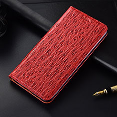 Funda de Cuero Cartera con Soporte Carcasa H16 para Apple iPhone 13 Pro Max Rojo