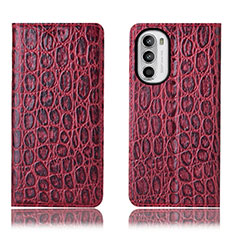 Funda de Cuero Cartera con Soporte Carcasa H16P para Motorola Moto Edge (2022) 5G Rojo