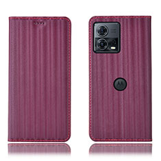 Funda de Cuero Cartera con Soporte Carcasa H16P para Motorola Moto Edge S30 Pro 5G Morado