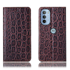 Funda de Cuero Cartera con Soporte Carcasa H16P para Motorola Moto G31 Marron