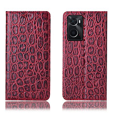 Funda de Cuero Cartera con Soporte Carcasa H16P para Oppo A36 Rojo