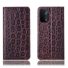 Funda de Cuero Cartera con Soporte Carcasa H16P para Oppo A54 5G Marron