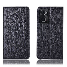 Funda de Cuero Cartera con Soporte Carcasa H16P para Oppo A76 Negro