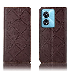 Funda de Cuero Cartera con Soporte Carcasa H16P para Oppo A78 4G Marron