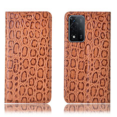 Funda de Cuero Cartera con Soporte Carcasa H16P para Oppo A93s 5G Marron Claro