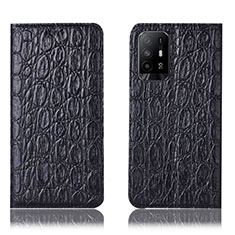 Funda de Cuero Cartera con Soporte Carcasa H16P para Oppo A95 5G Negro