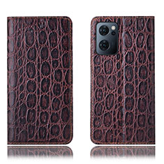 Funda de Cuero Cartera con Soporte Carcasa H16P para Oppo Find X5 Lite 5G Marron