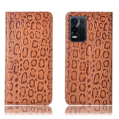 Funda de Cuero Cartera con Soporte Carcasa H16P para Oppo K9X 5G Marron Claro