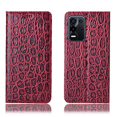 Funda de Cuero Cartera con Soporte Carcasa H16P para Oppo K9X 5G Rojo