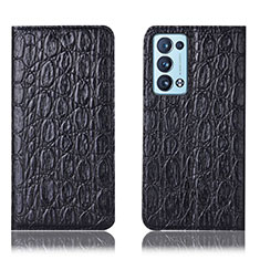 Funda de Cuero Cartera con Soporte Carcasa H16P para Oppo Reno6 Pro+ Plus 5G Negro