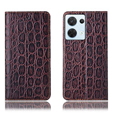 Funda de Cuero Cartera con Soporte Carcasa H16P para Oppo Reno8 5G Marron