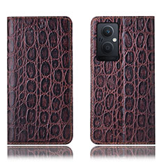 Funda de Cuero Cartera con Soporte Carcasa H16P para Oppo Reno8 Lite 5G Marron