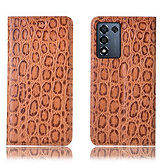 Funda de Cuero Cartera con Soporte Carcasa H16P para Realme 9 SE 5G Marron Claro