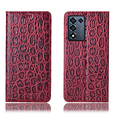 Funda de Cuero Cartera con Soporte Carcasa H16P para Realme 9 SE 5G Rojo