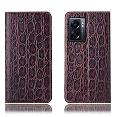 Funda de Cuero Cartera con Soporte Carcasa H16P para Realme Q5i 5G Marron